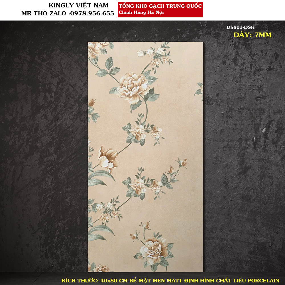 Gạch ốp tường hoa văn trang trí 40X80 Trung Quốc DS801